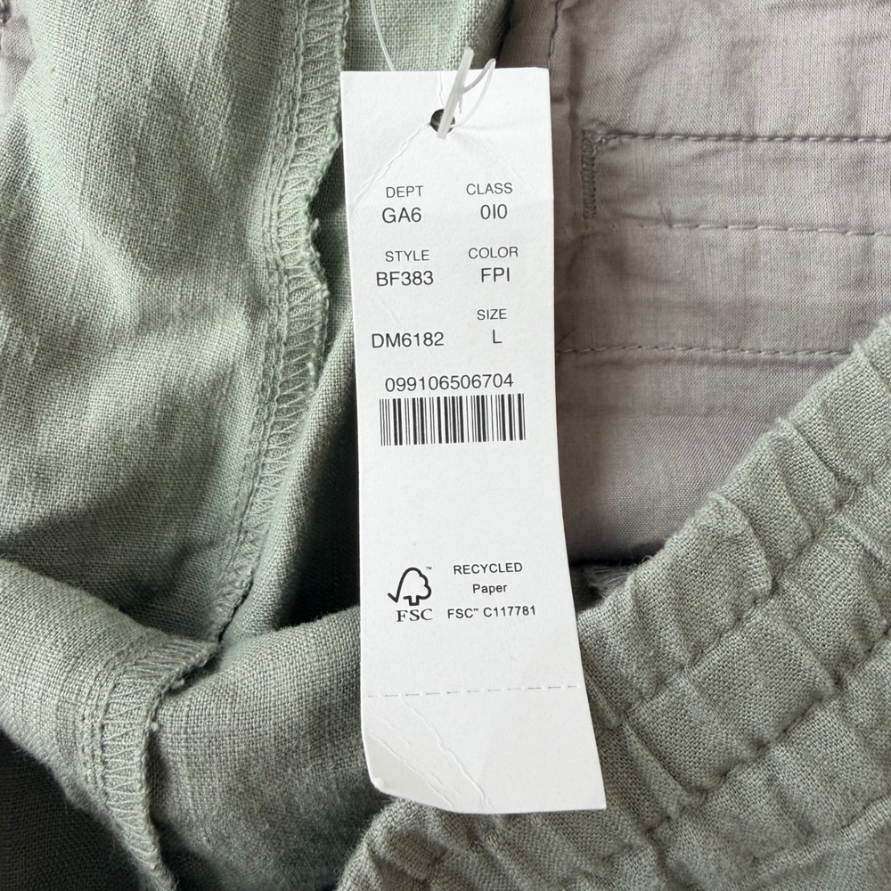 J.Crew Seaside Linen Blend Shorts Large Sage Green Drawstring NWT Spring Pull On - Picture 5 of 7